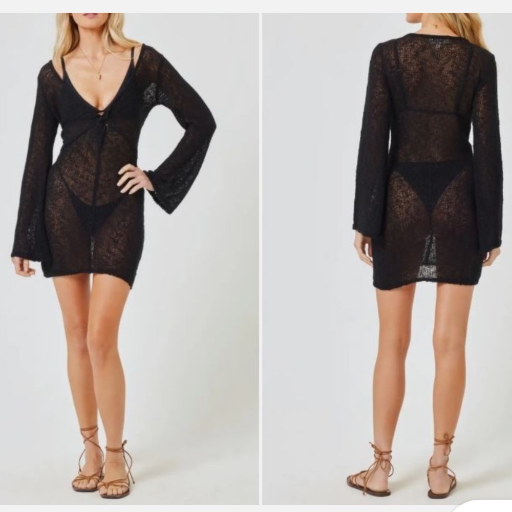 l*space Black Palisades Mini Cover-Up Dress NWOT Size XS